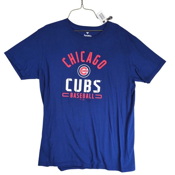 Chicago Cubs Baseball Men's L Graphic T-Shirt Fanatics Blue Short Sleeve MLB - Picture 1 of 10